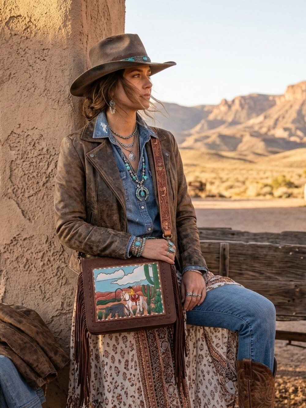 American Darling Western Frontier Leather Crossbody